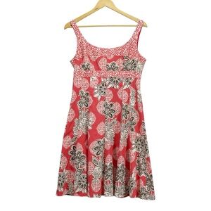 Jones Wear Vibrant Coral and Brown Floral Print Dress Women’s Size 10